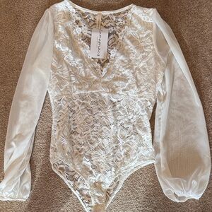 Elegant White Lace Bodysuit